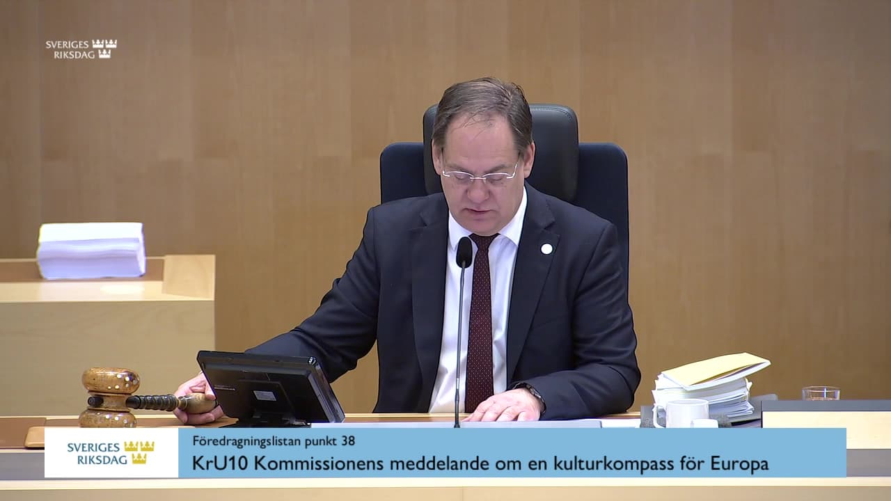 Stillbild från Debatt om förslag, Kommissionens meddelande om en kulturkompass för Europa