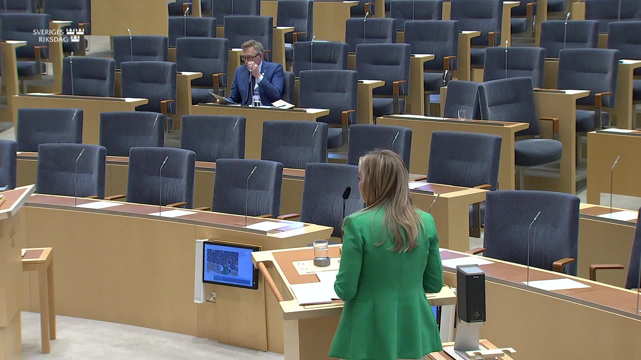 Stillbild från Interpellationsdebatt, Nationell plan för nya datacenter