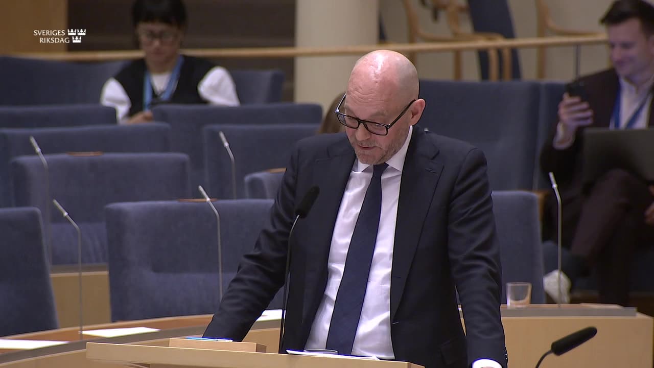 Stillbild från Interpellationsdebatt, Regeringens arbetsmarknads- och integrationspolitik