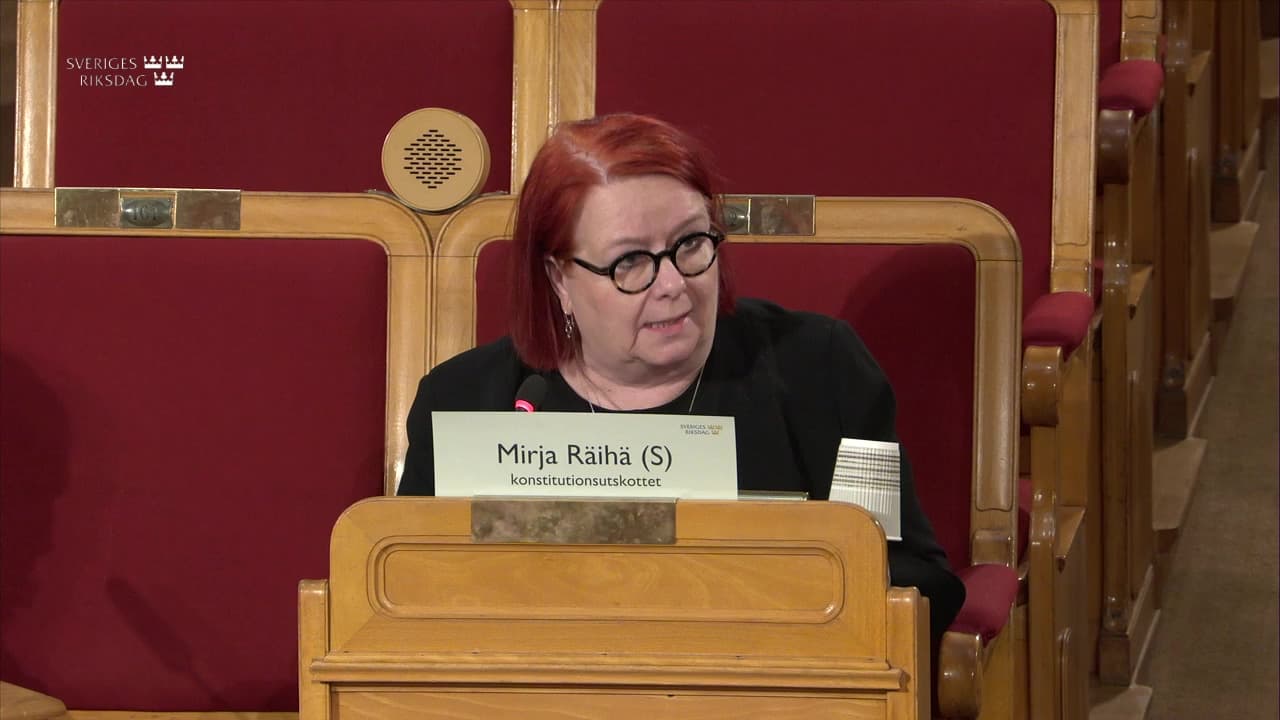 Stillbild från Öppen utfrågning, KU-utfrågning med tidigare utrikesminister Margot Wallström (S)