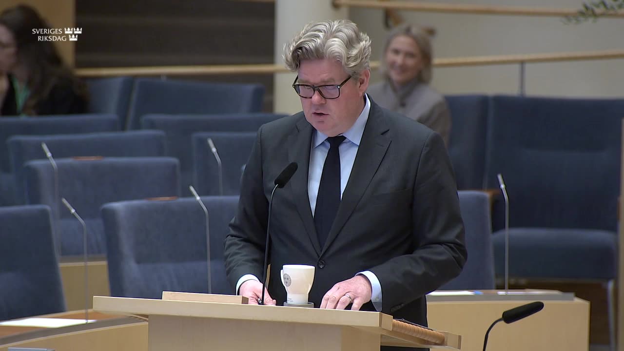 Stillbild från Interpellationsdebatt, Skyddet för yttrandefriheten i förhållande till proposition 2025/26:133