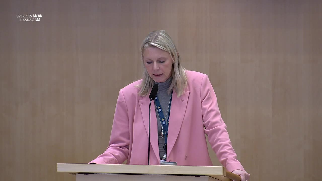 Stillbild från Debatt om förslag, Riksrevisionens rapport om statens arbete med underlag och utvärdering inom det klimatpolitiska ramverket