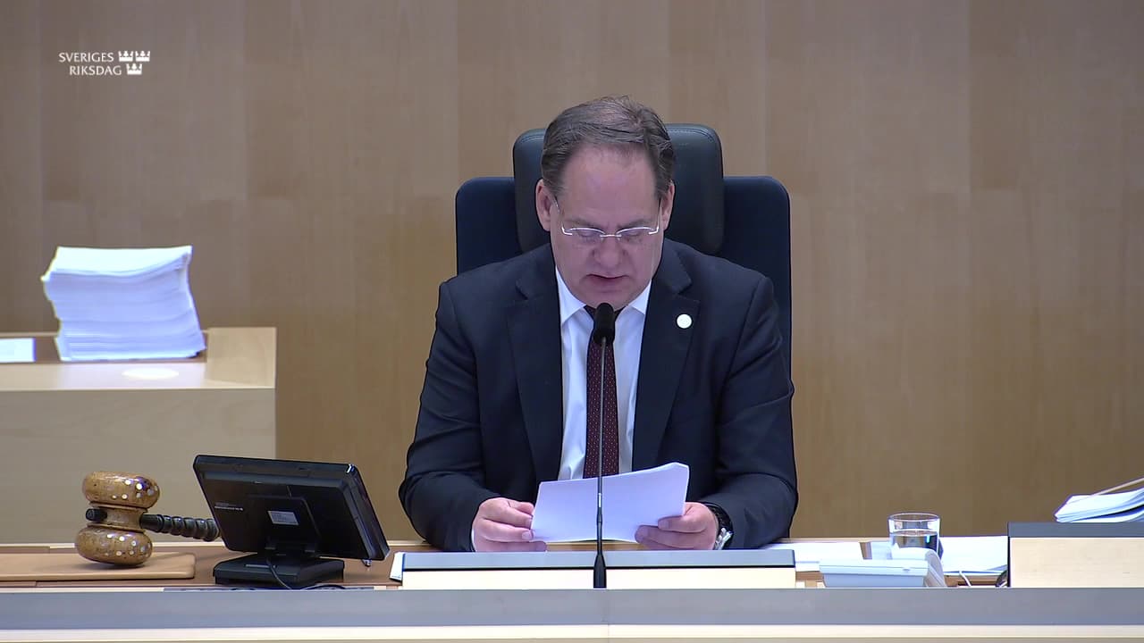 Stillbild från Debatt om förslag, Nya regler om aktier på MTF-plattformar