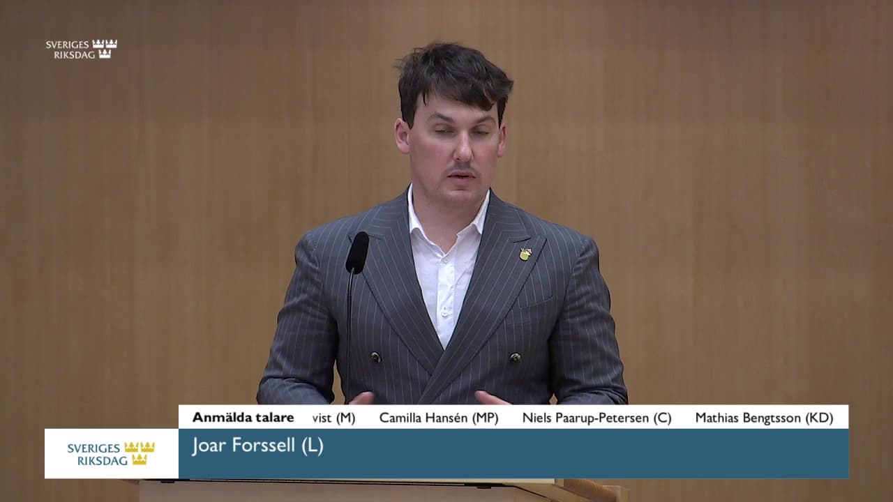 Stillbild från Debatt om förslag, Offentlighetsprincipen med lättnadsregler för enskilda mindre huvudmän i skolväsendet