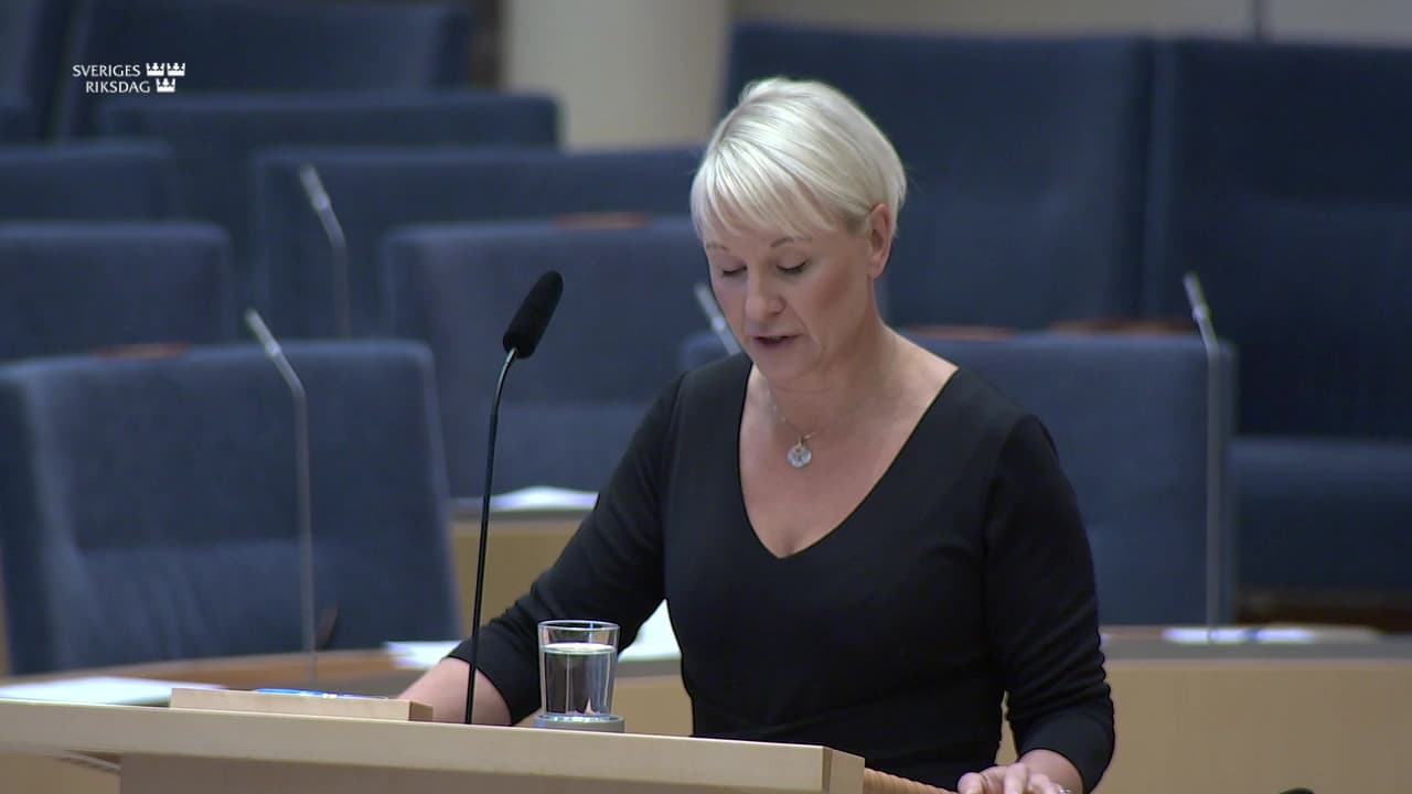 Stillbild från Interpellationsdebatt, Undantaget i sjukförsäkringen efter dag 180