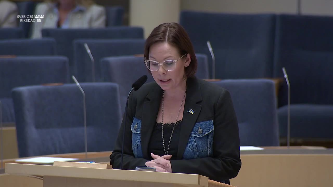 Stillbild från Interpellationsdebatt, Sveriges agerande för skydd för civila humanitära konvojer