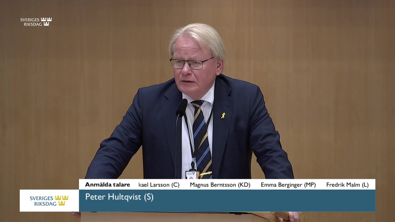 Stillbild från Debatt om förslag, Svenskt bidrag till Natos framskjutna närvaro i Finland