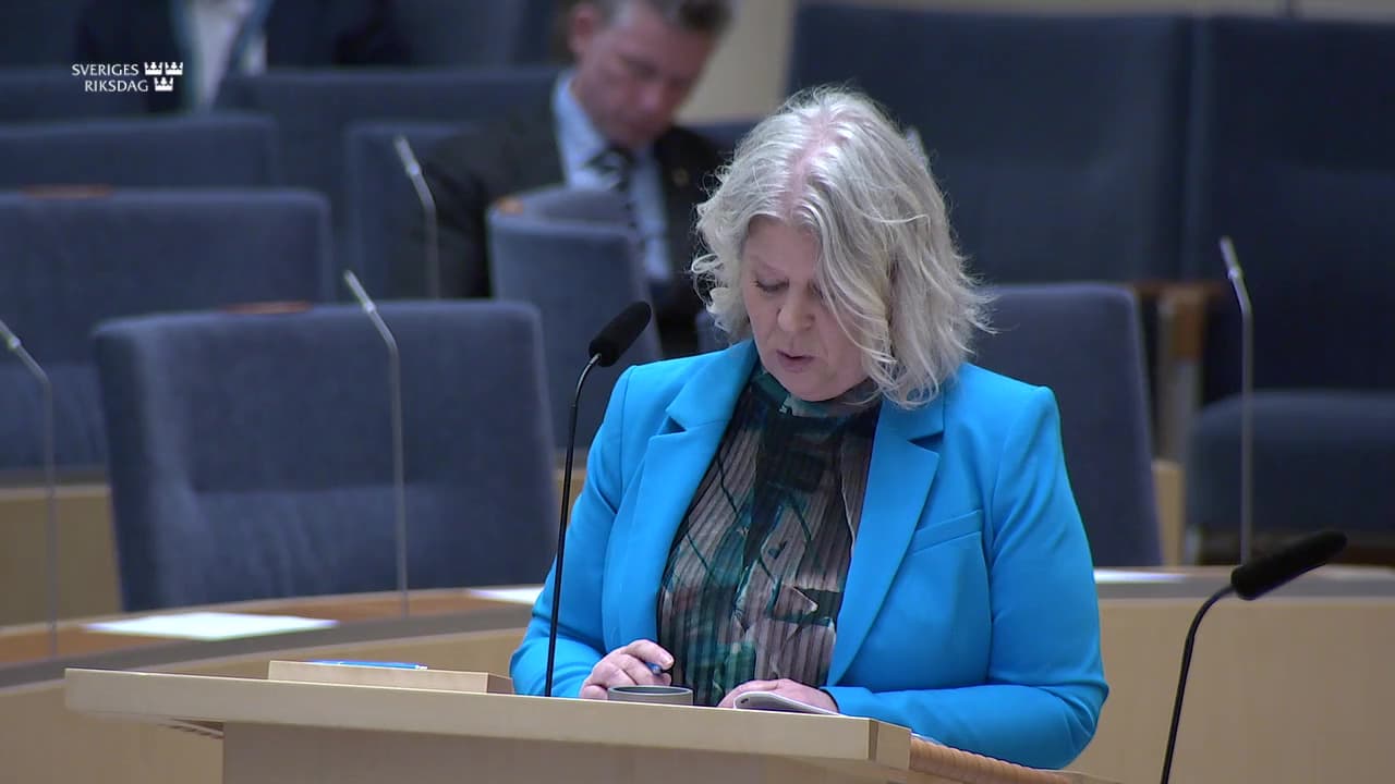 Stillbild från Interpellationsdebatt, Åtgärder för att stoppa kriminella från att driva HVB-hem