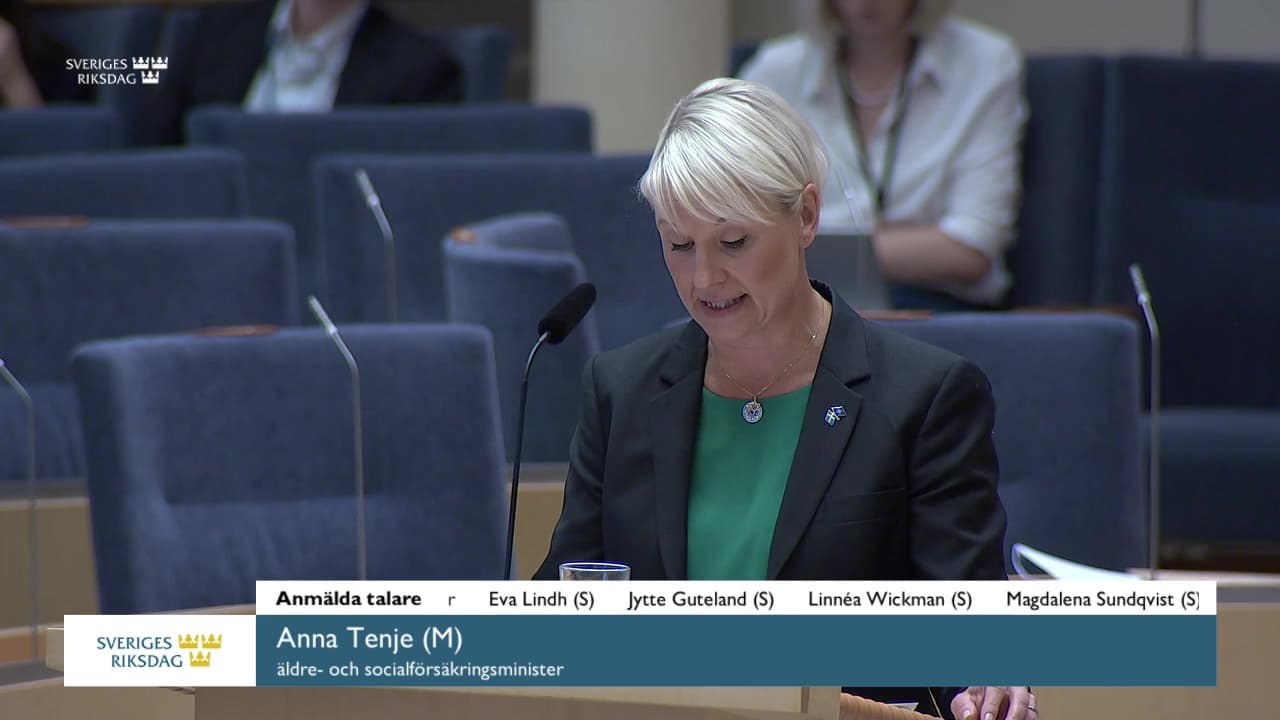 Stillbild från Interpellationsdebatt, Äldreomsorgens ekonomiska förutsättningar