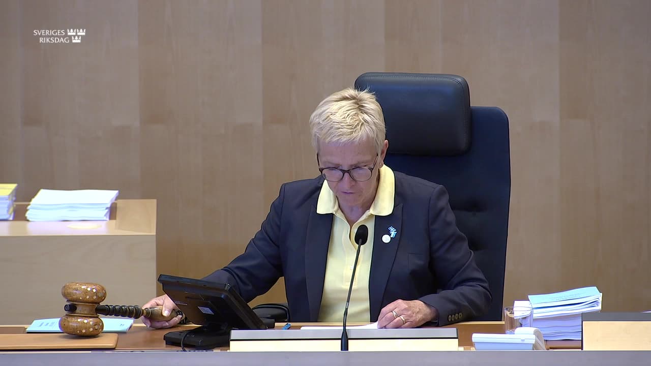 Stillbild från Debatt om förslag, Lagändringar för ett stärkt nationellt cybersäkerhetscenter