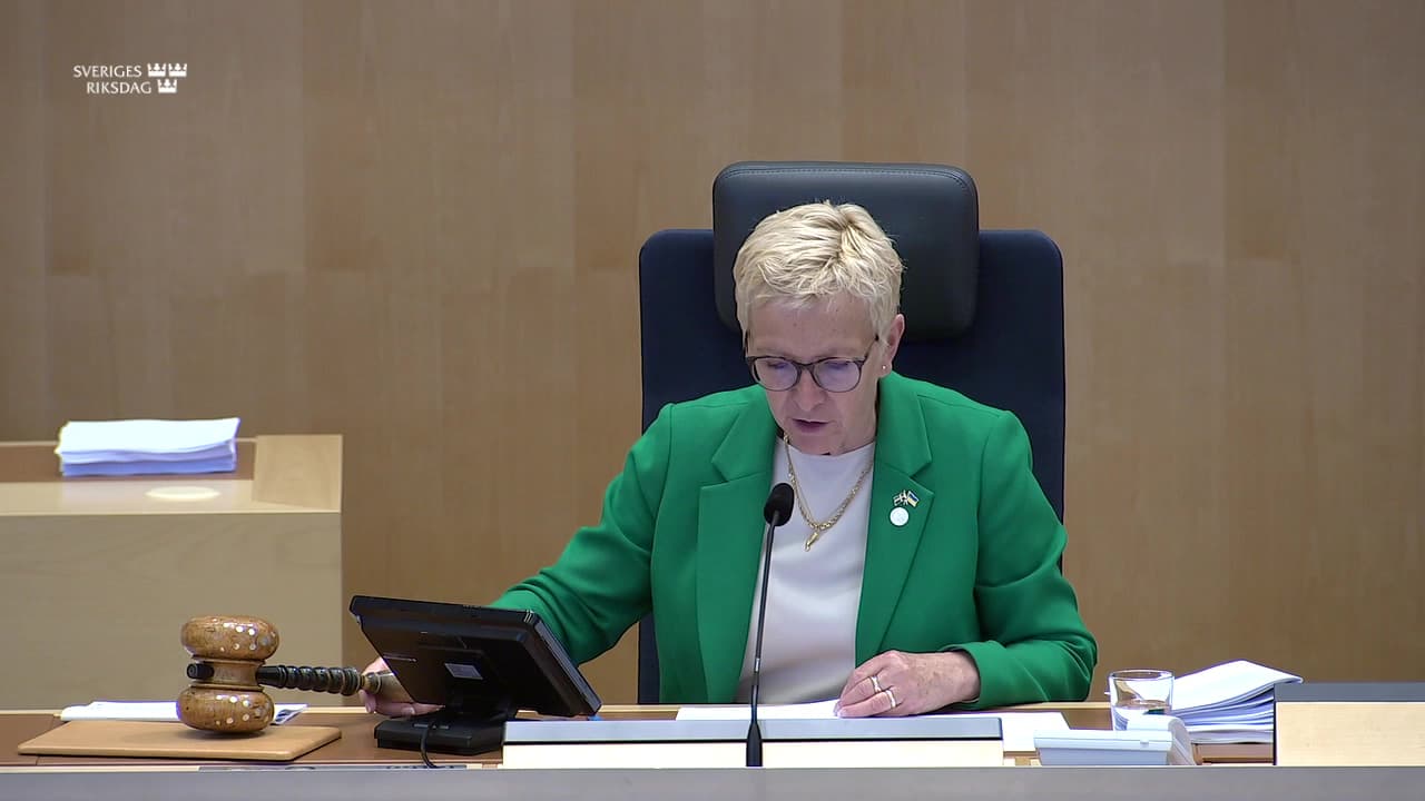 Stillbild från Debatt om förslag, Vissa justeringar i inkomstskattelagen med anledning av förändrade ersättningar för nyanlända invandrare
