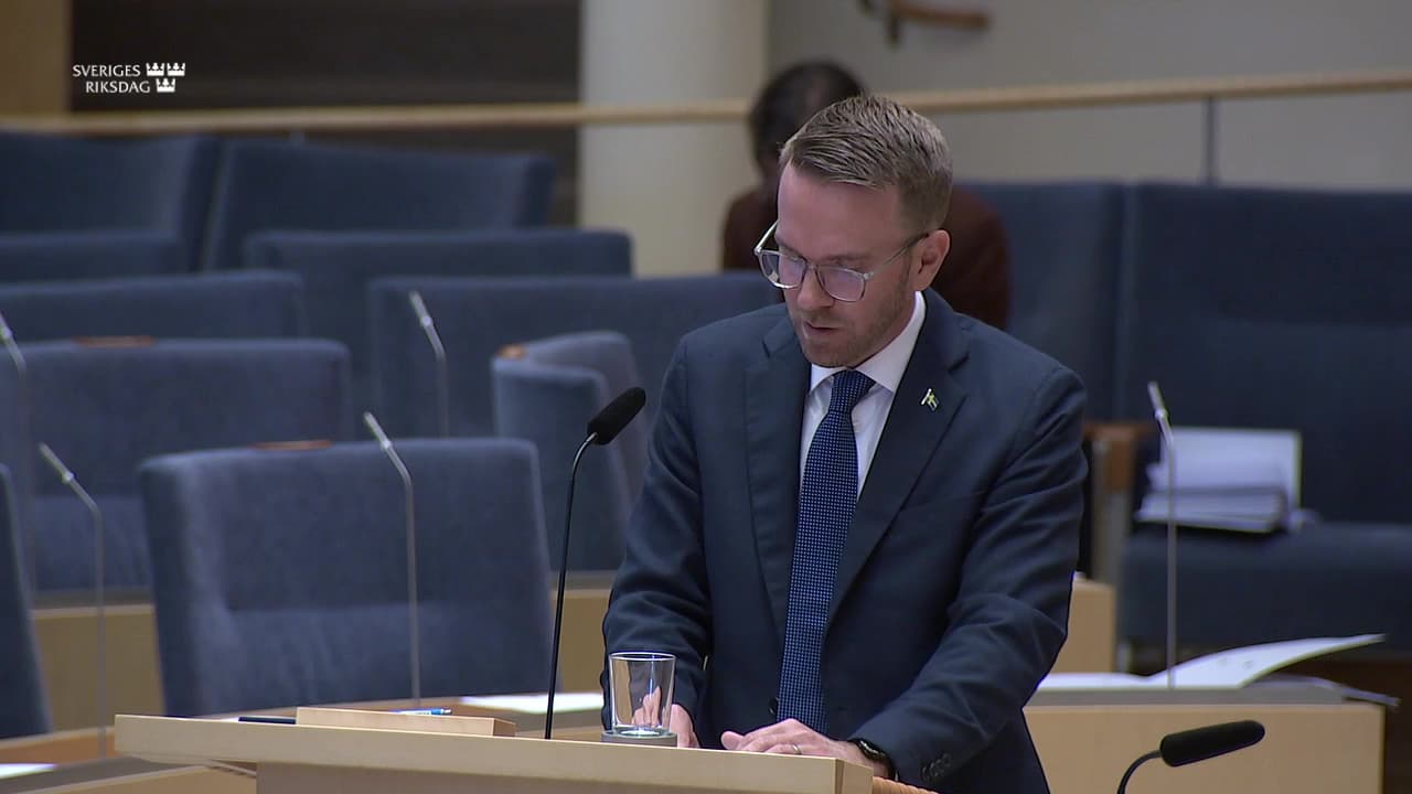 Stillbild från Interpellationsdebatt, Kommunal förköpsrätt av nyckelfastigheter