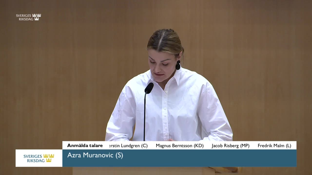 Stillbild från Debatt om förslag, Sveriges tillträde till konventionen om inrättande av en internationell skadeståndskommission för Ukraina