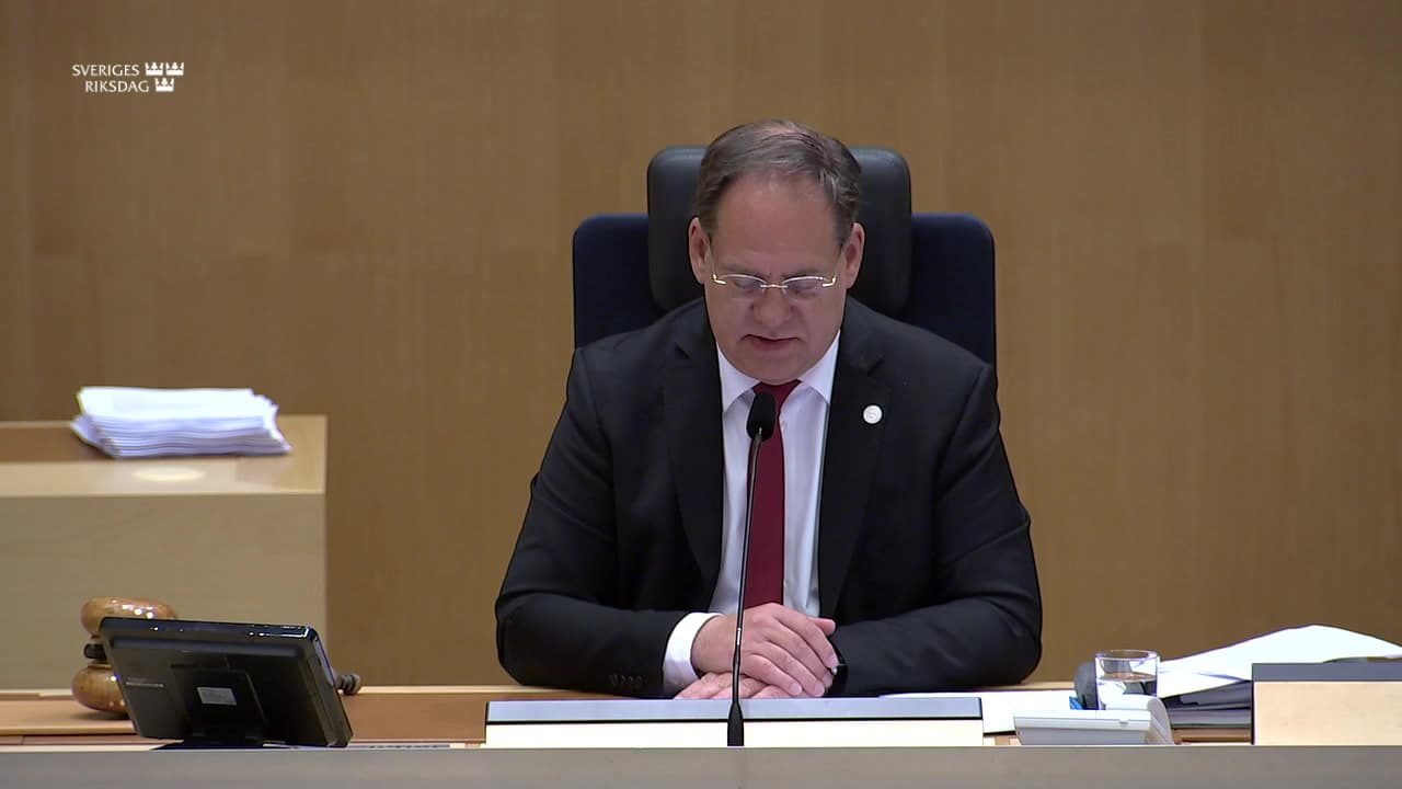 Stillbild från Beslut, Beslut: Sveriges anslutning till den utvidgade partiella överenskommelsen för den särskilda tribunalen för aggressionsbrottet mot Ukraina