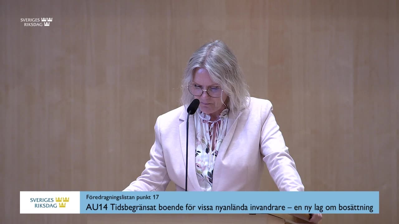 Stillbild från Debatt om förslag, Tidsbegränsat boende för vissa nyanlända invandrare – en ny lag om bosättning