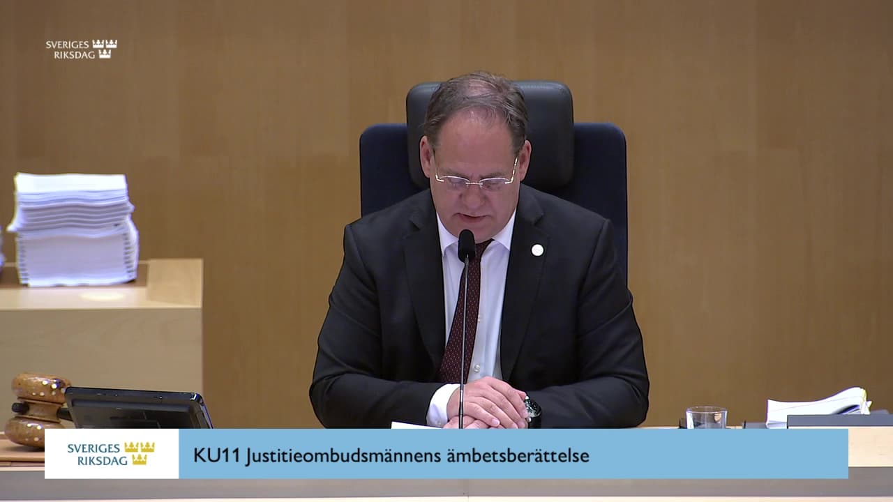Stillbild från Debatt om förslag, Justitieombudsmännens ämbetsberättelse