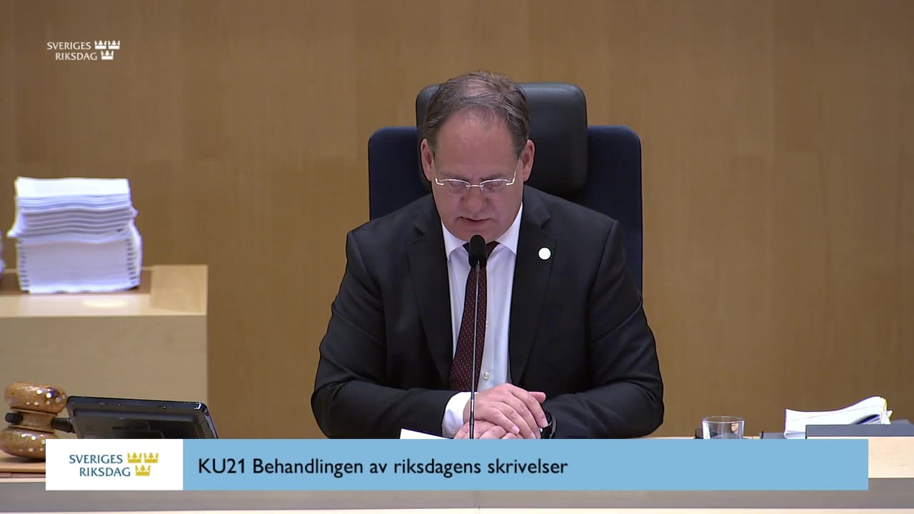 Stillbild från Debatt om förslag, Behandlingen av riksdagens skrivelser