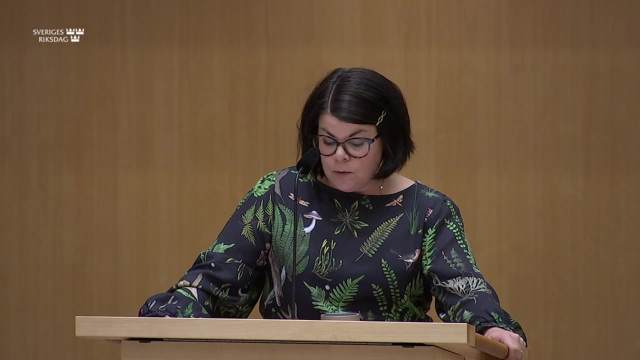 Stillbild från Debatt om förslag, Ersättning vid rådighetsinskränkningar till följd av artskyddet