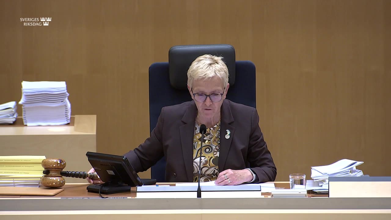 Stillbild från Debatt om förslag, Utvärdering av statens upplåning och skuldförvaltning 2021–2025