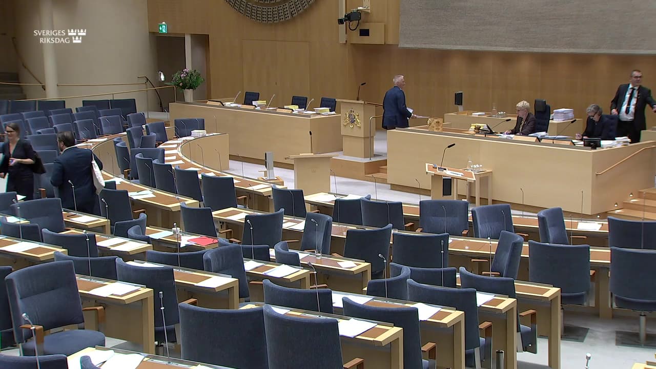 Stillbild från Debatt om förslag, Kärnämneskontroll och bedömningar av överensstämmelse med säkerhets- och strålskyddskrav i verksamhet med strålning