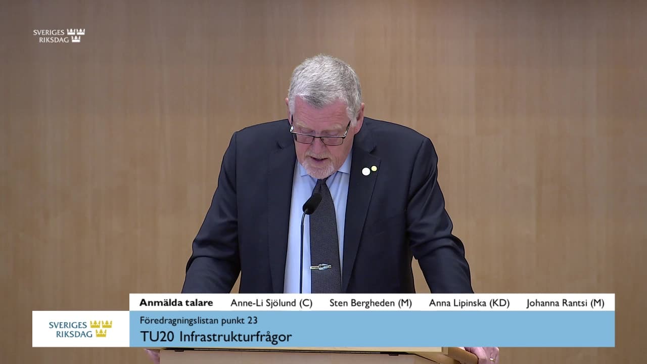 Stillbild från Debatt om förslag, Infrastrukturfrågor