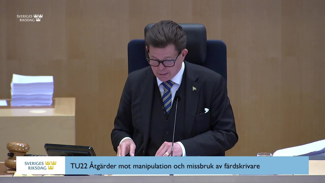 Stillbild från Beslut, Beslut: Åtgärder mot manipulation och missbruk av färdskrivare