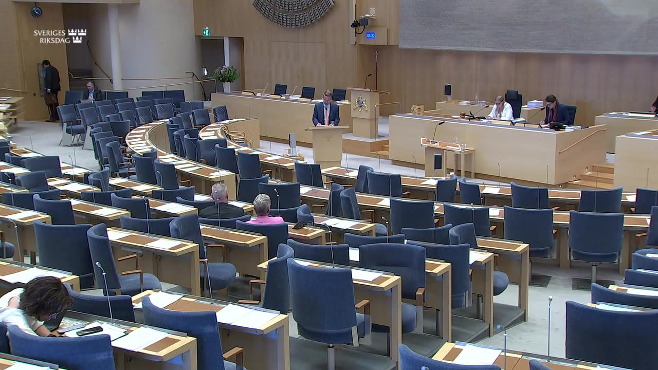 Stillbild från Interpellationsdebatt, Södra stambanan och dubbelspår Alvesta-Växjö 
