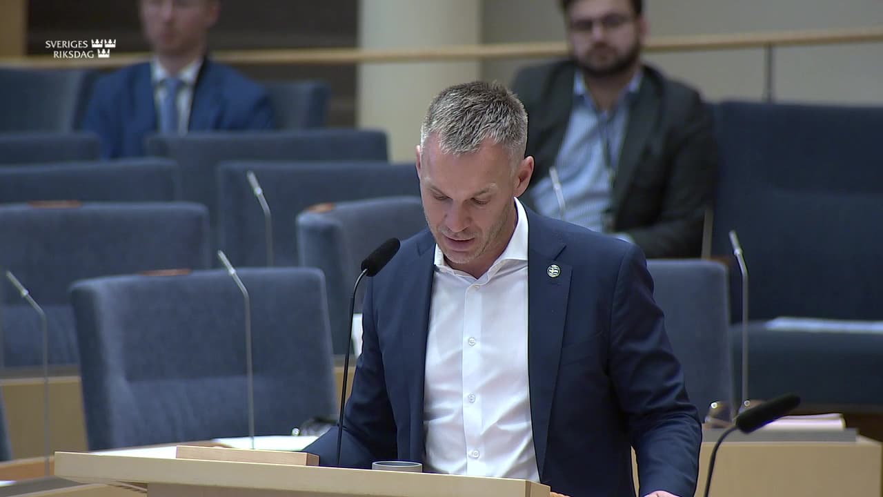 Stillbild från Interpellationsdebatt, Den nationella molnpolicyn och Sveriges digitala suveränitet