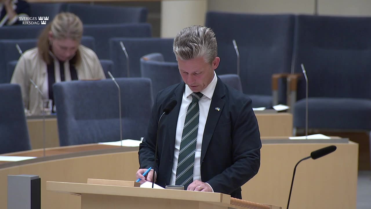 Stillbild från Interpellationsdebatt, Tillträde till säkerhetskänsliga anläggningar
