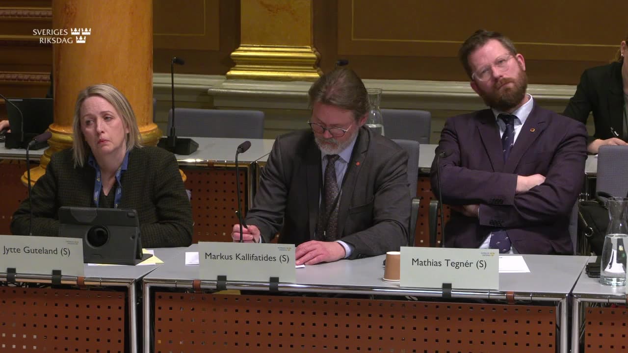 Stillbild från Öppet sammanträde, Öppet sammanträde i EU-nämnden