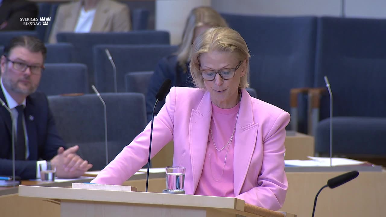 Stillbild från Interpellationsdebatt, Företag som utnyttjar sänkningen av arbetsgivaravgifter