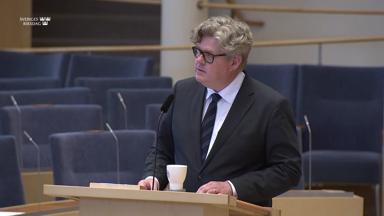 Stillbild från Interpellationsdebatt, Uttalande om att utrota gängkriminaliteten de kommande fyra åren