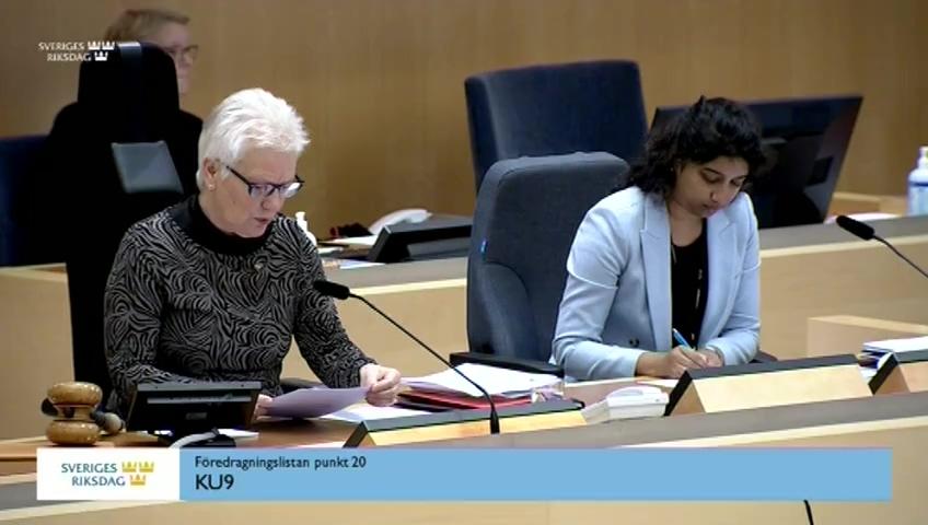 Stillbild från Debatt om förslag, Tystnadsplikt vid utkontraktering av teknisk bearbetning eller lagring av uppgifter