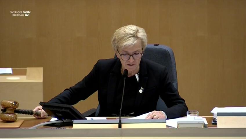 Stillbild från Debatt om förslag, Ändrade krav på insiderförteckningar och några tillsynsfrågor