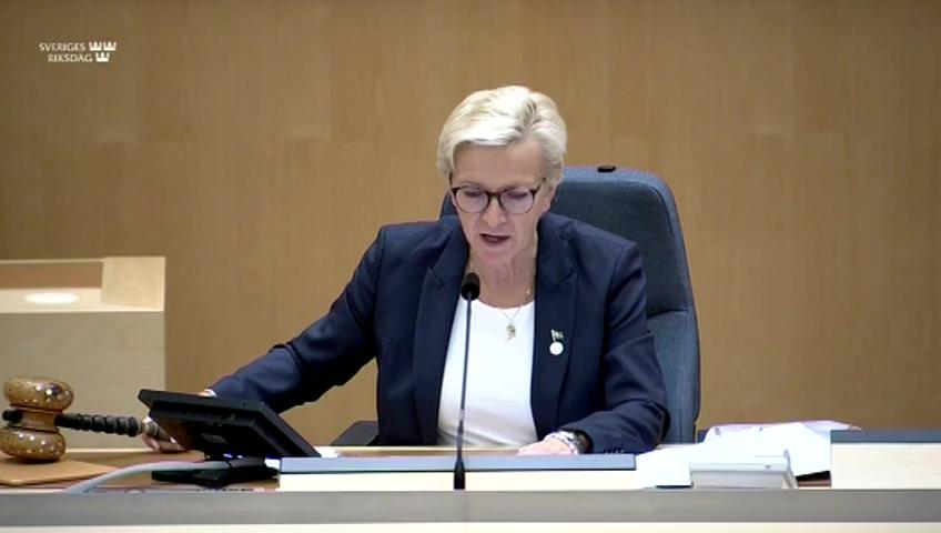 Stillbild från Debatt om förslag, Fortsatt giltighet av lagen om vissa register för forskning om vad arv och miljö betyder för människors hälsa