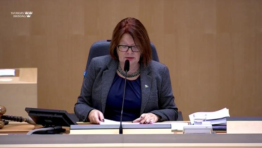 Stillbild från Debatt om förslag, Sekretess för uppgifter om statliga tjänstepensionsförmåner