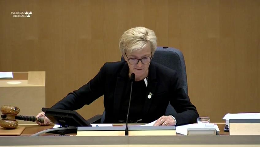 Stillbild från Debatt om förslag, Vissa ändringar i skattelagstiftningen till följd av resolutionsregelverket