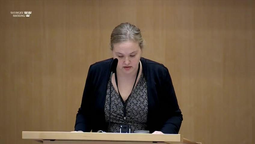 Stillbild från Debatt om förslag, Behandling av känsliga personuppgifter i testverksamhet enligt utlänningsdatalagen