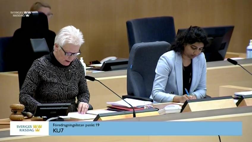 Stillbild från Debatt om förslag, Höjd åldersgräns för uttag av ålderspension