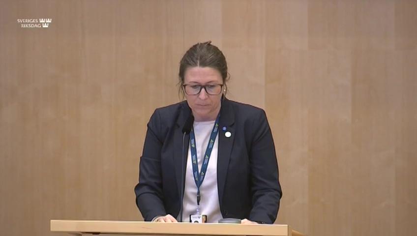 Stillbild från Debatt om förslag, Undantag för deltidsbrandmän vid beräkning av arbetslöshetsersättning