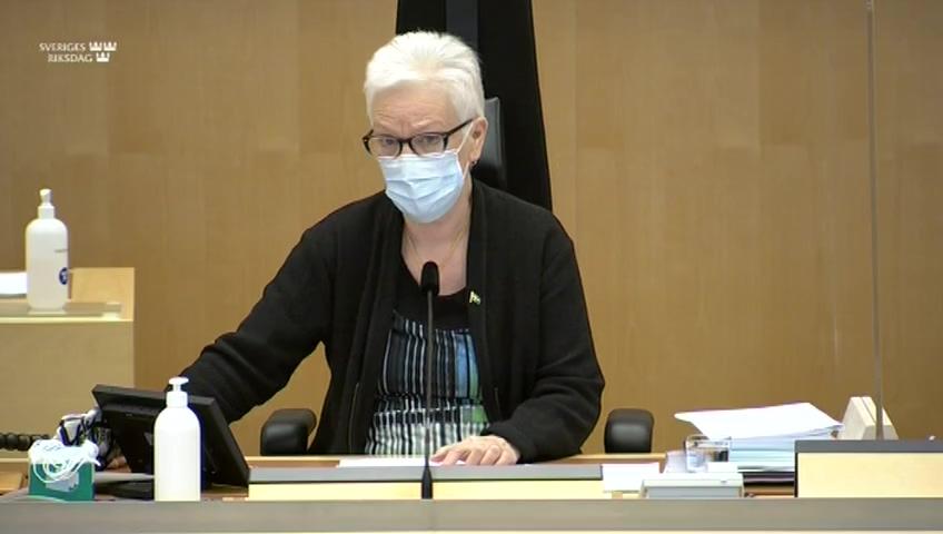 Stillbild från Debatt om förslag, Riksbankens förvaltning 2020