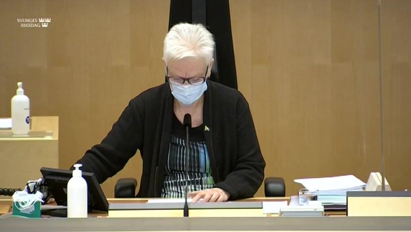 Stillbild från Debatt om förslag, Värdlandsavtal mellan Sverige och Banken för internationell betalningsutjämning (BIS)