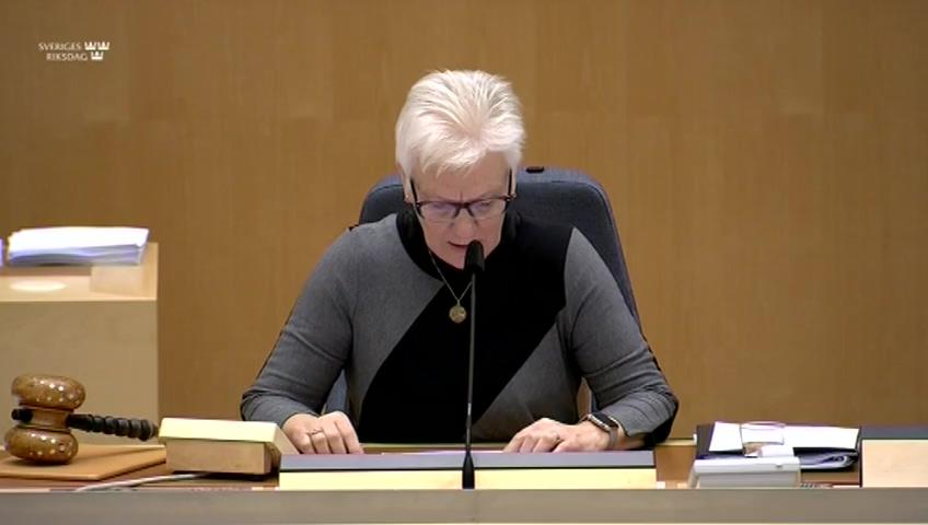 Stillbild från Debatt om förslag, Behandling av personuppgifter vid Myndigheten för arbetsmiljökunskap