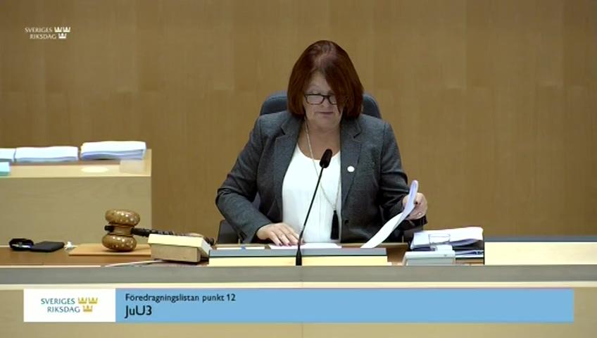 Stillbild från Debatt om förslag, Fortsatt giltighet av lagen om försök med tillgänglighetsdelgivning i brottmål