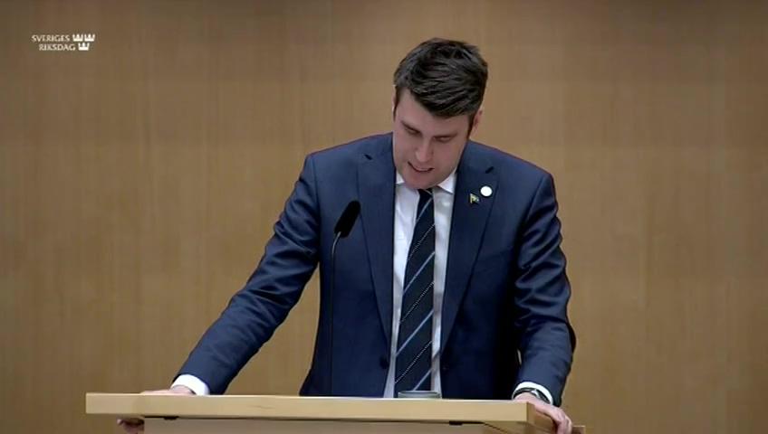 Stillbild från Debatt om förslag, Totalförsvarsdatalag - personuppgiftsbehandling vid Totalförsvarets rekryteringsmyndighet