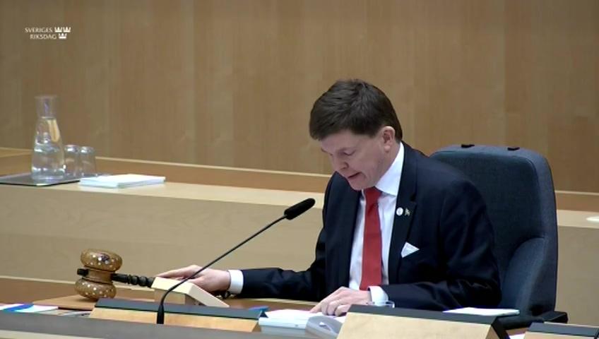 Stillbild från Debatt om förslag, Behandling av personuppgifter vid hantering av oredlighet i forskning