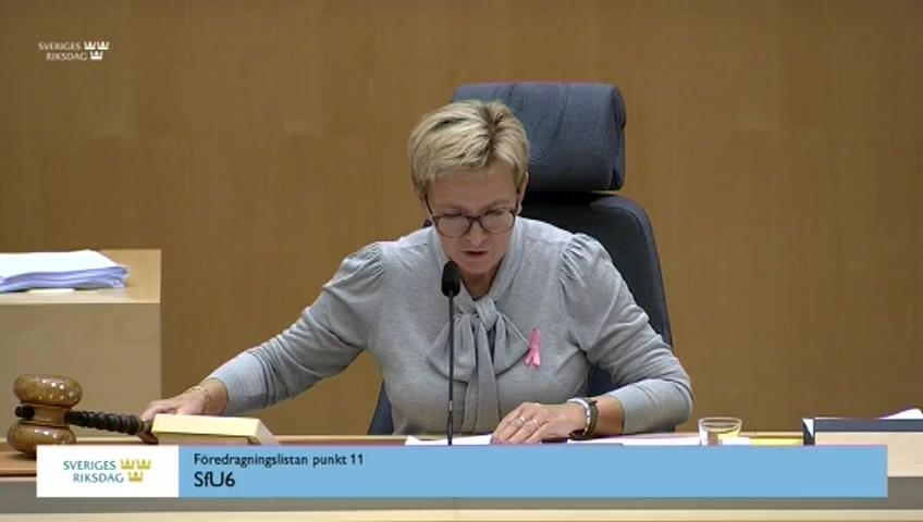 Stillbild från Debatt om förslag, Ytterligare fortsatt utbetalning av garantipension