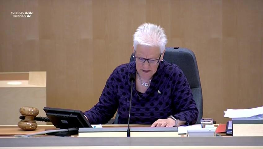 Stillbild från Debatt om förslag, Riksrevisionens rapport om nationalräkenskaperna - en stabilare grund för finanspolitiken