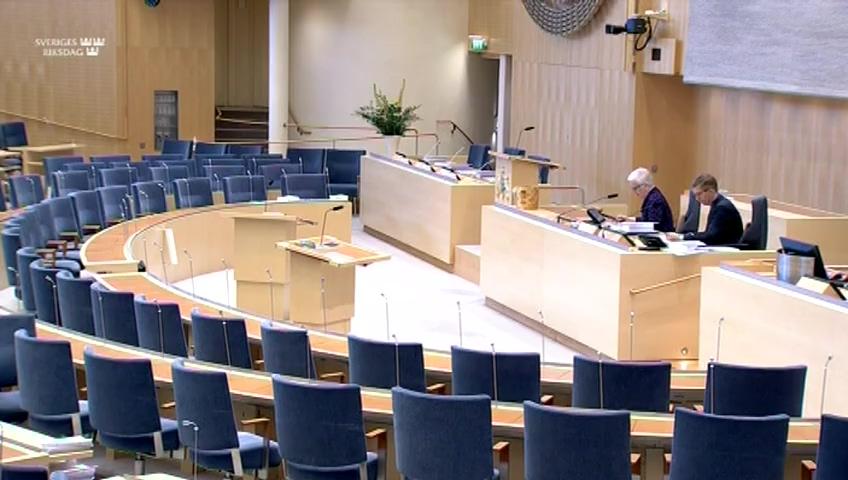 Stillbild från Debatt om förslag, Ändring i skatteavtalet mellan Sverige och Schweiz