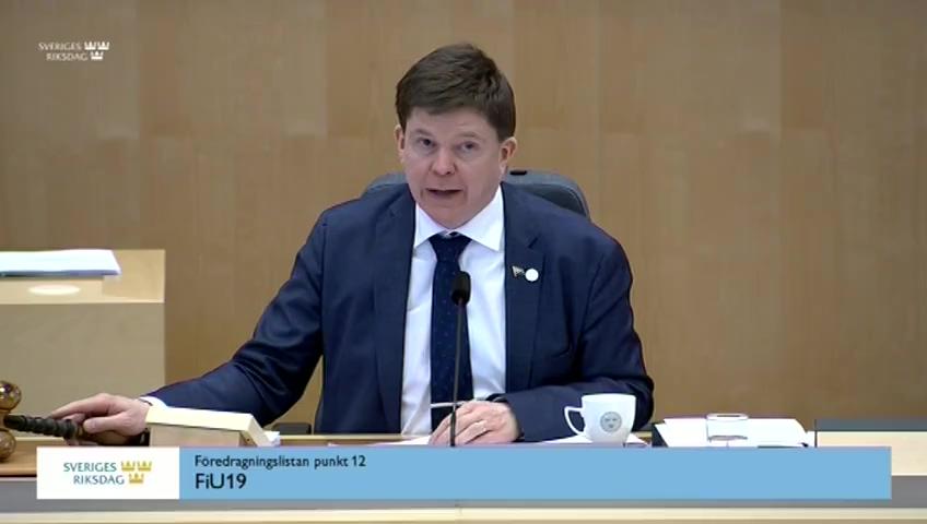 Stillbild från Debatt om förslag, Kompletterande bestämmelser till EU:s förordning om värdepapperisering